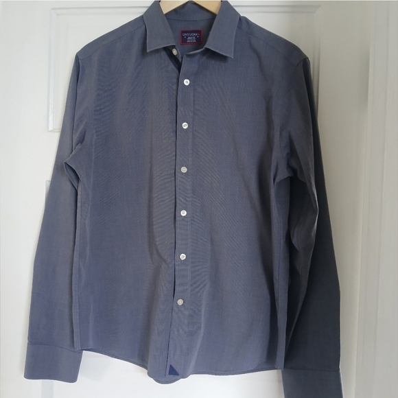 Men's UNTUCKit Men's Button Up Shirt Cotton Sherwood Grey Long Sleeve Shirt - Picture 4 of 16